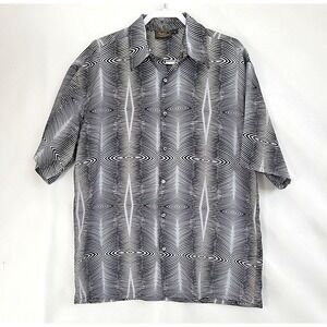 Vtg Monzini Collection Mens Sz Large Button Up 70s Abstract Geometric Stripe